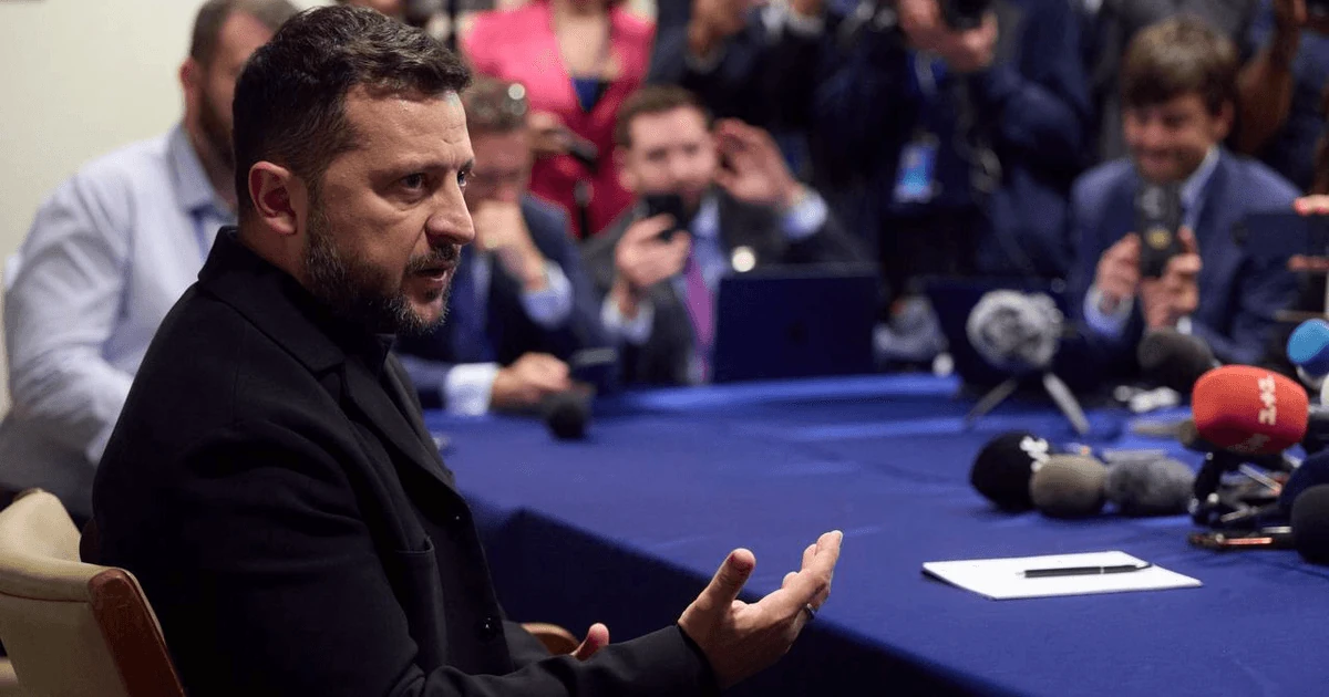 Володимир Зеленський під час виступу на шостому саміті Міжнародної Кримської платформи в Нью-Йорку